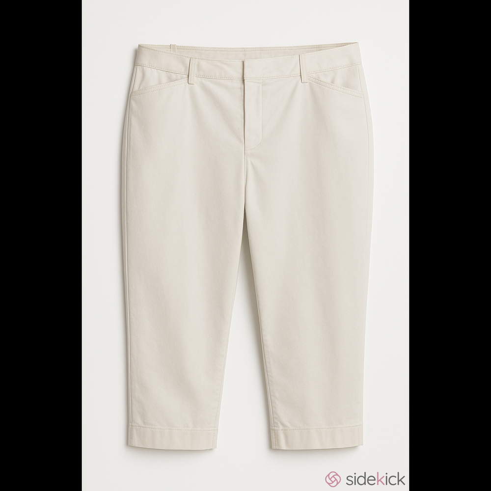 Eileen Fisher White Cotton Twill Capri Pants